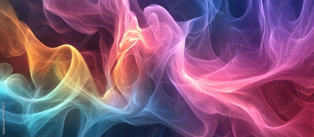 Poster 3d illustration of fractal psychedelic smoke in a 3d cartoon rendering