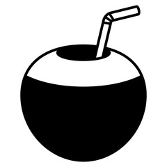 coconut drink with straw icon