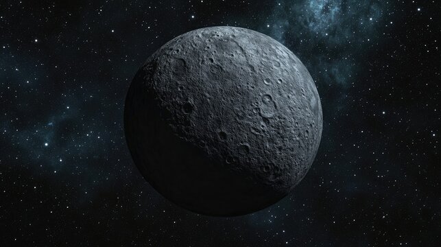 Ceres dwarf planet in a 3D cartoon rendering