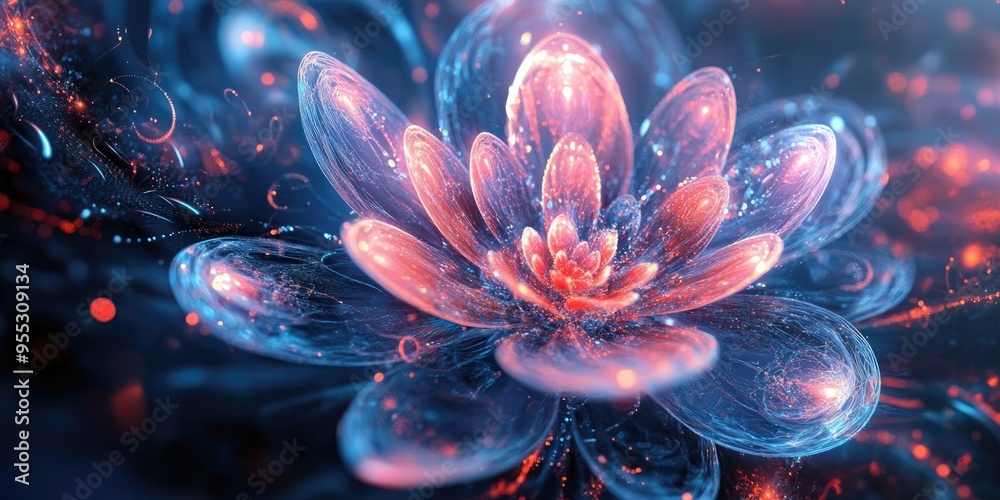 Aufkleber beautiful abstract background in 3d cartoon rendering colorful floral fractal art modern graphic wit