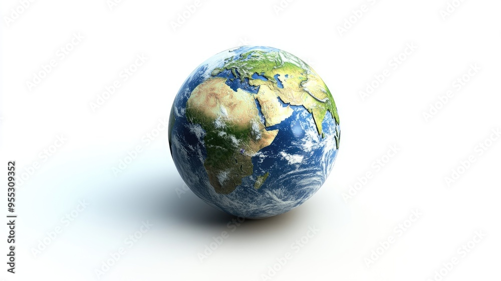 Poster isolated on a white background a 3d cartoon rendering of a globe