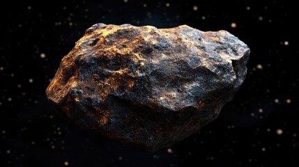 Fototapeta premium 3D cartoon rendering of an L type chondrite meteorite a piece of rock formed in the early stages of the Solar System as asteroids isolated in space