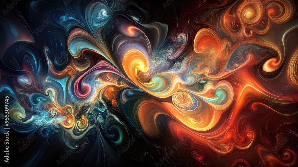 Poster good abstract figure to background with 3d cartoon rendering and fractal effects