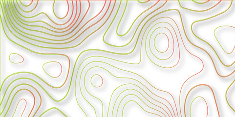 Abstract white colorful gradient Topographic line map background. Contour elevation topographic and textured Background Modern design with White background with topographic wavy pate for decoration.	