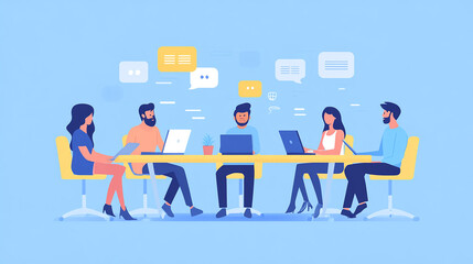 Fototapeta premium Encourage open dialogue within the team, creating an environment where all members feel comfortable sharing their ideas and concerns.