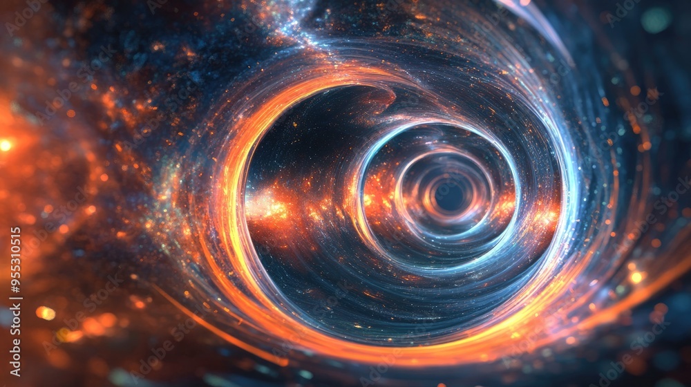 Poster Abstract background of space portals in a 3D cartoon rendering