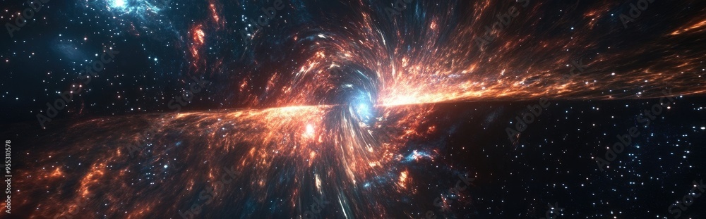 Poster Infinite space background in 3D cartoon rendering Abstract futuristic wallpaper 3D render cosmos backdrop Hyperspace universe Suitable for projects in business science education technology and web