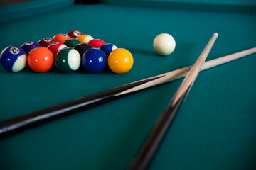 billiard balls on a table