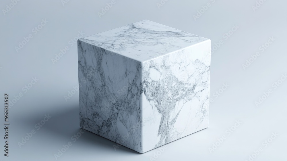 Poster isolated empty cube display for advertising purposes featuring a marble texture in a 3d rendering st
