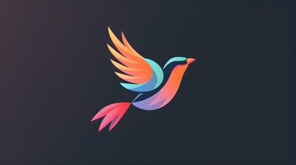 Fototapeta premium A flying birds logo and flying birds sign vector art illustration. Bird gradient color logo design. Concept for stichker and adverb. 