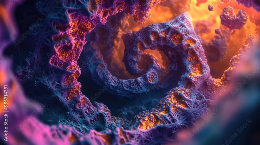 Aufkleber vibrant and intricate fractal design abstract shapes in a mesmerizing 3d rendering perfect for backg