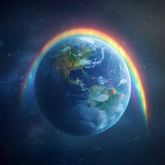 Vibrant Planetary Rainbow   Symbolic Representation of Global Hope and Unity