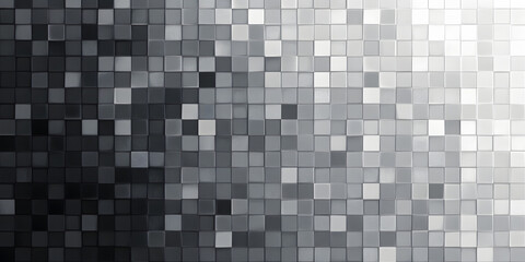 Geometric mosaic squares background. Subtle light grey gradient tint, shade and tone palette guide swatch chart transparent overlay. Abstract monochrome clean professional 16:9 8K banner ad backdrop.