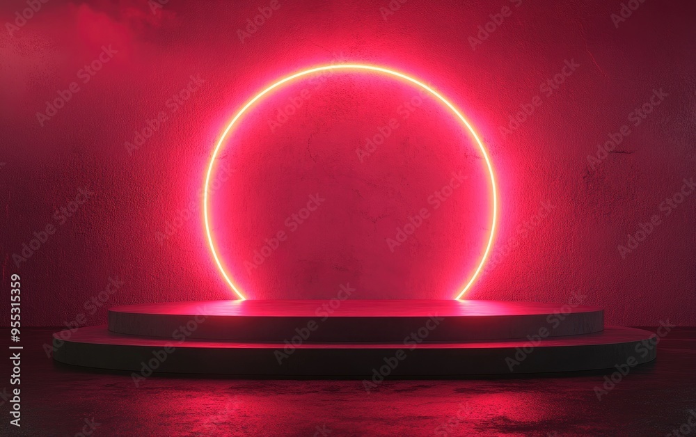 Aufkleber Abstract background featuring a podium and wall created through 3D illustration and rendering