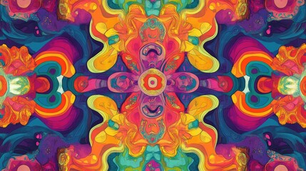 Kaleidoscopic psychedelic design pattern
