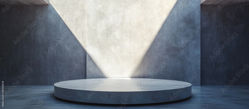 Fototapete Abstract background featuring a round platform designed to showcase a product in an empty scene created through 3D rendering for conceptual purposes