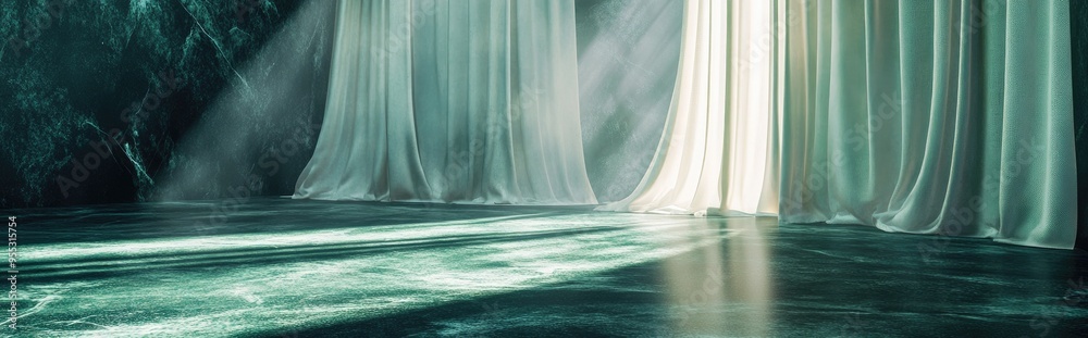 Aufkleber empty area on a solid dark green granite surface for showcasing beauty and fashion items complemente