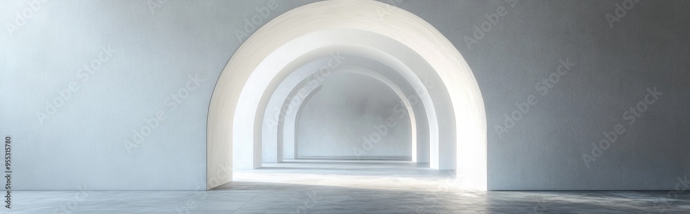 Poster interior architecture featuring an empty arched passage in a 3d render