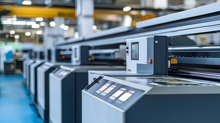 Automated Industrial Printing Machine in Modern Factory Workshop