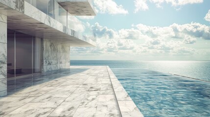 Luxury seaside villa with infinity pool and marble terrace