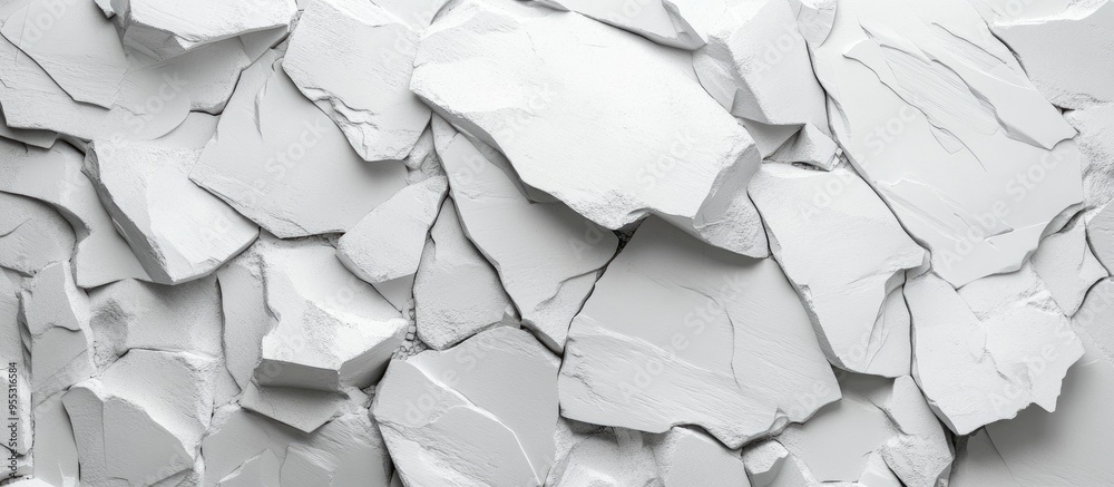 Poster White stone wall fragments with rough broken edges showcasing debris slabs suitable for product display background 3D rendering
