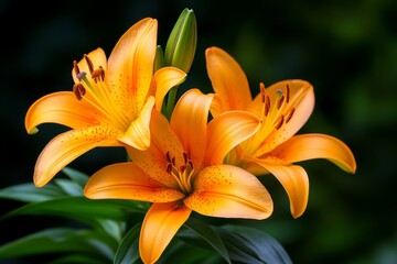 Lilies, on a summer day, glowing in sunlight capture the essence of warmth and brightness