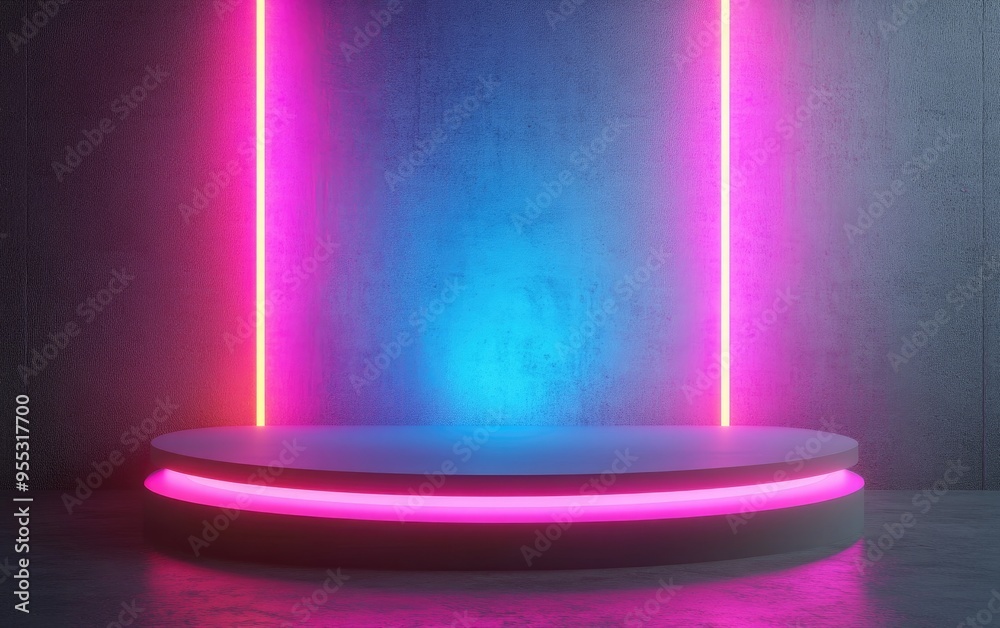 Poster Abstract background featuring a podium and wall created through 3D illustration and rendering