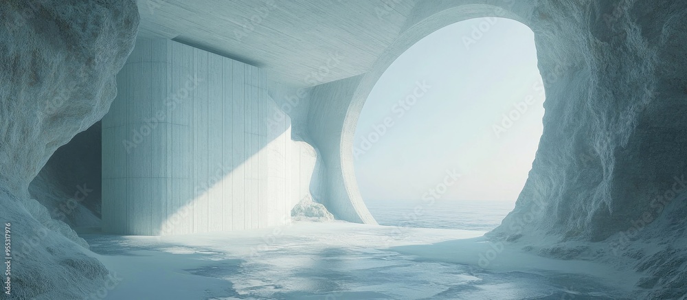 Aufkleber minimalist surrealistic architecture 3d visualization