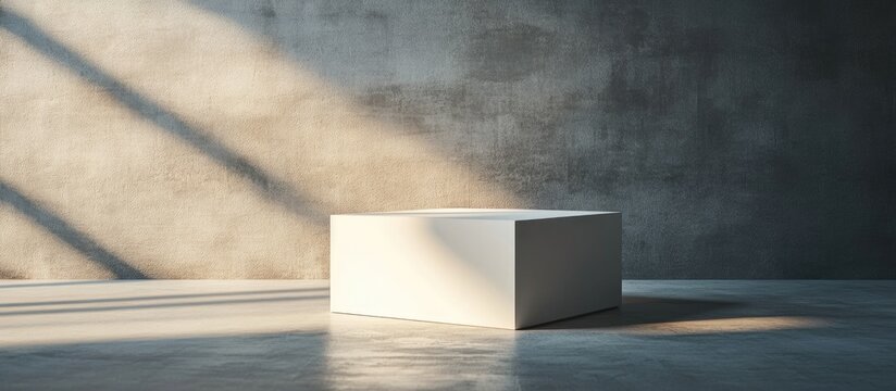 Empty cube or square podium against a studio backdrop Conceptual display stage for new product showcases promotional sales banners and presentations featuring ample copy space 3D rendering