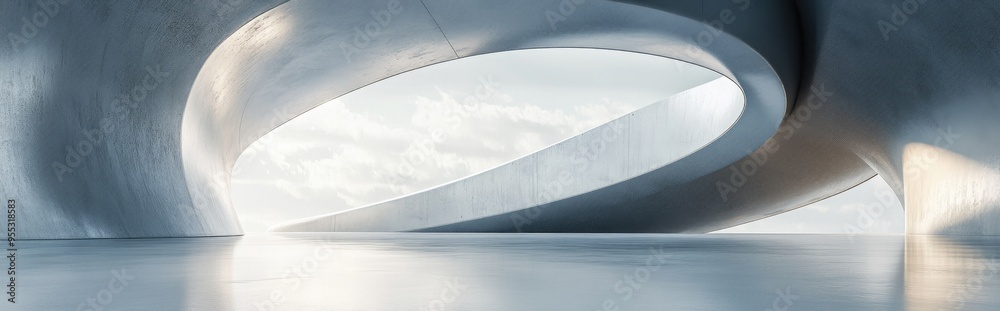 Aufkleber Abstract modern architectural background featuring an empty interior space 3D rendering