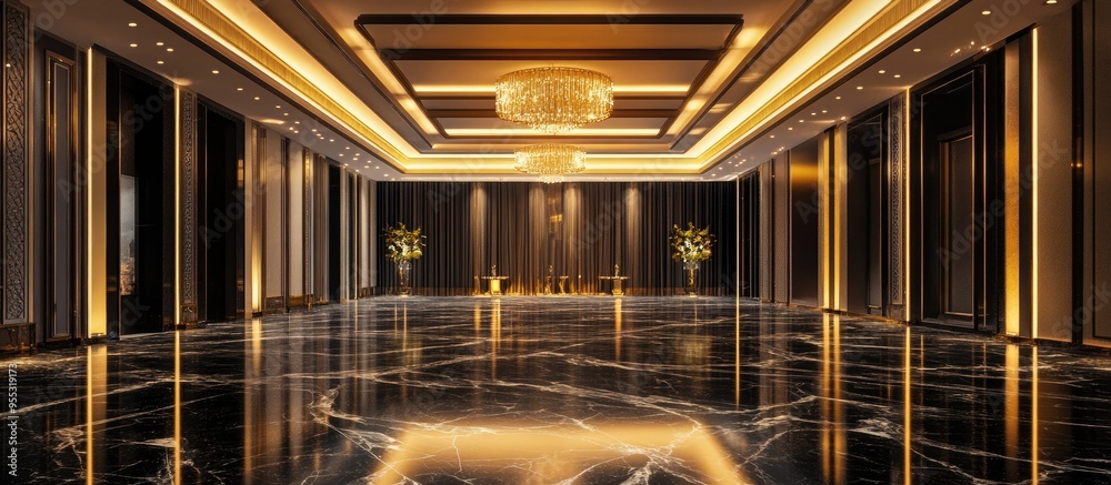 Wall mural luxury venue space with sophisticated background 3d rendering