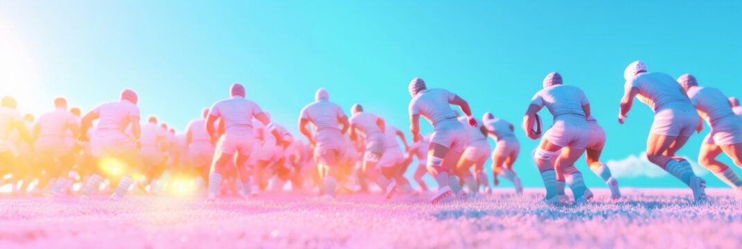 Male Rugby Sevens Match Showcasing International Teams and AI-Driven Analytics in Late Afternoon Setting