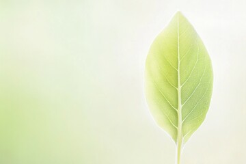 Obraz premium Abstract Nature Symmetrical Blurred Leaf in Light Green Background, High Definition, Soft Tones, Long Exposure, Smooth Movements