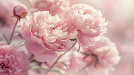 Fototapeta premium Elegant Blush Pink Peonies in Full Bloom