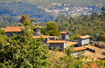 The granaries of the charming village of Porreiras, in Paredes de Coura, Portugal