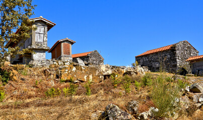The granaries of the charming village of Porreiras, in Paredes de Coura, Portugal