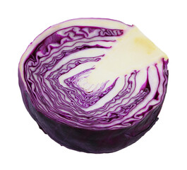 Obraz premium Half red cabbage vegetable isolated on white background.