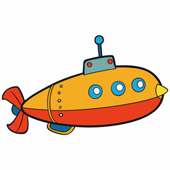 Submarine Vector Art on White Background