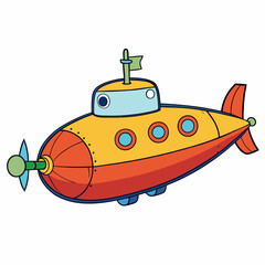 Submarine Vector Art on White Background