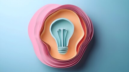 Creative Layered Paper-Cut Light Bulb Design Symbolizing and Innovation