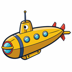 Submarine Vector Art on White Background