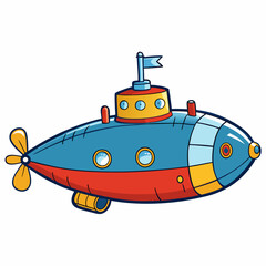 Submarine Vector Art on White Background
