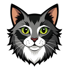 Cat head color vector style illustration