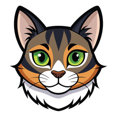 Cat head color vector style illustration