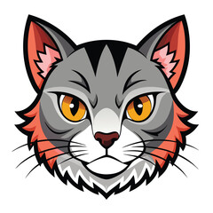 Cat head color vector style illustration