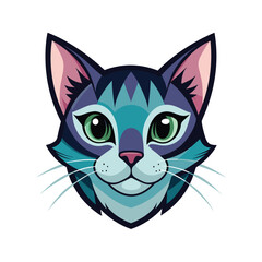 Cat head color vector style illustration