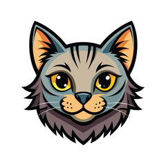 Cat head color vector style illustration