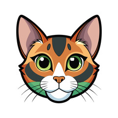 Cat head color vector style illustration