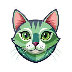 Cat head color vector style illustration