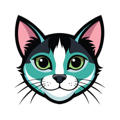 Cat head color vector style illustration